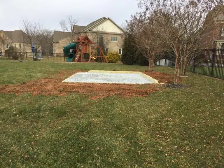 A gravel shed foundation in Oakton, VA