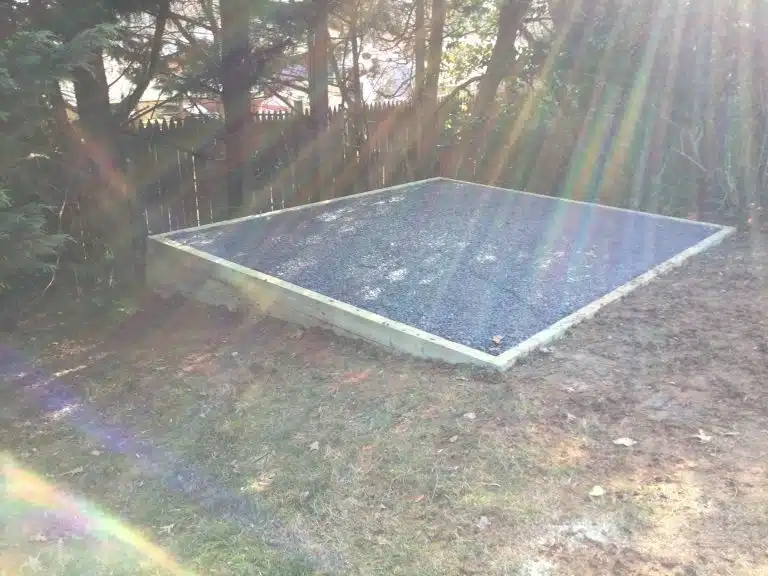 A gravel shed foundation in Rockville, MD