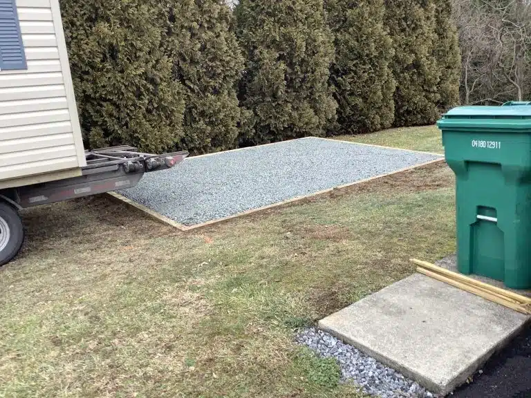 A gravel shed foundation in Harrisburg, PA