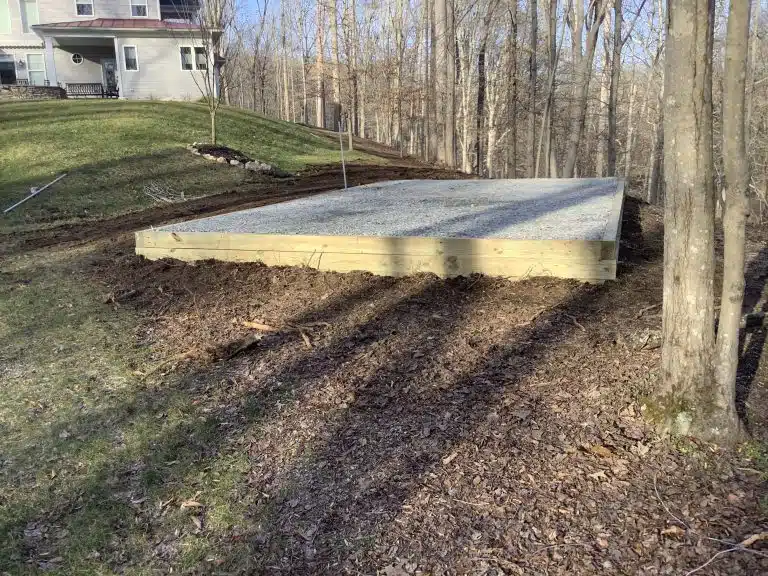 A gravel shed foundation in Fairfax Station, VA