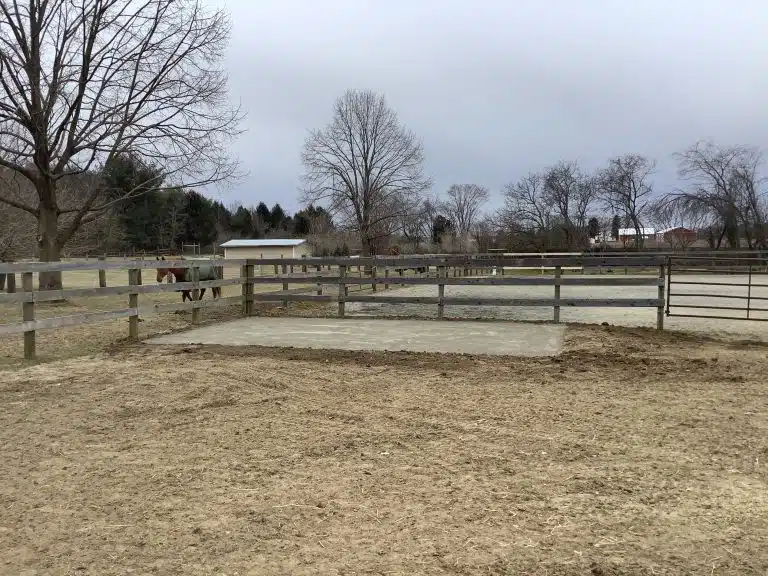 A concrete shed foundation in Millstone Township NJ