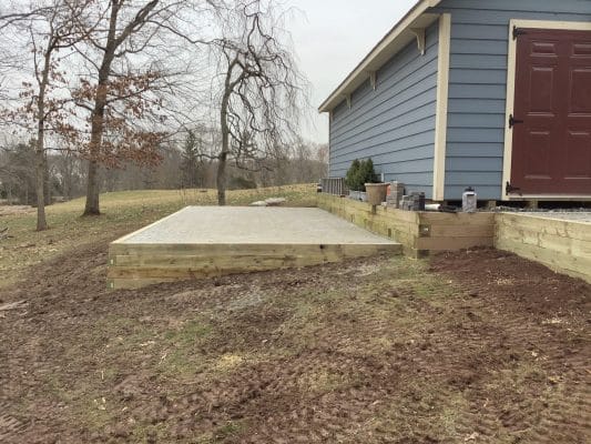 A gravel shed foundation in Cedars PA