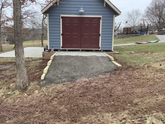 A gravel shed foundation in Cedars PA