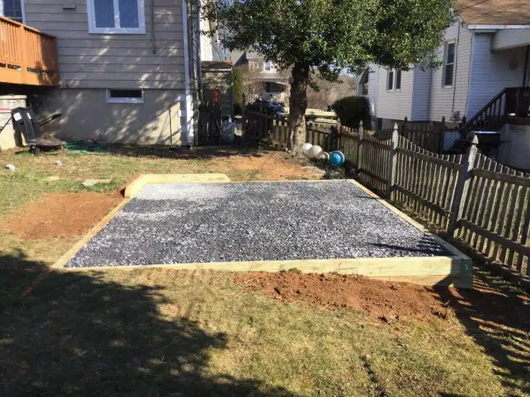 A gravel shed foundation in Baltimore MD