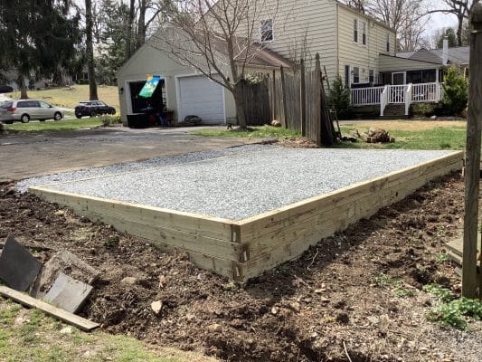 A gravel shed foundation in Wayne PA