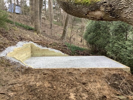 A gravel shed foundation in Media PA