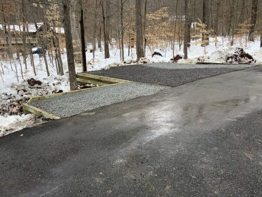 A gravel shed foundation in Greenlane PA