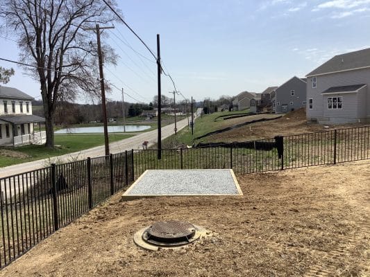 A gravel shed foundation in Aspers, PA