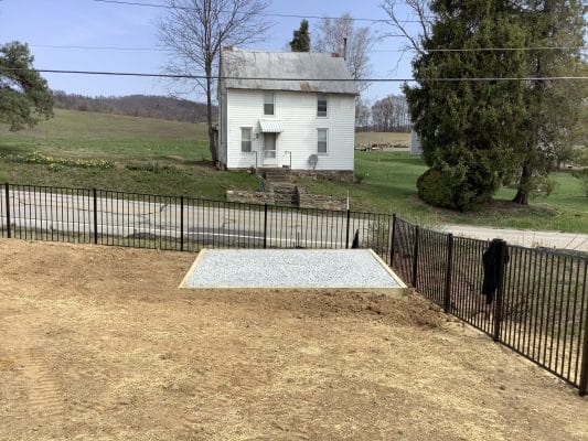 A gravel shed foundation in Aspers, PA