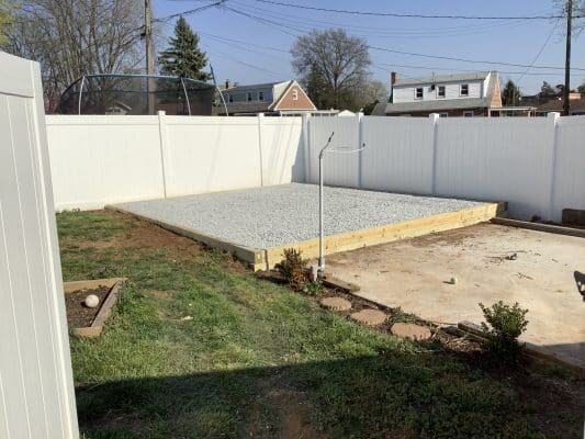 A gravel shed foundation in York PA