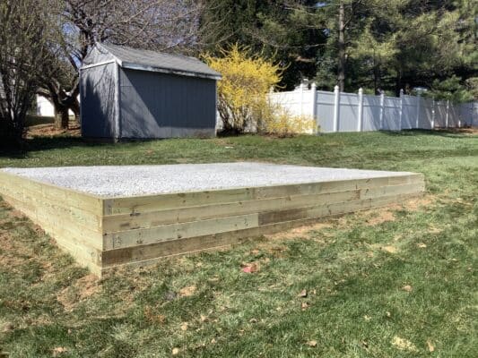 A gravel shed foundation in Dallastown PA