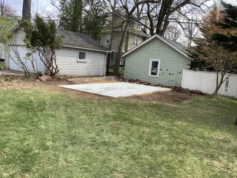 A gravel shed foundation in Montclair, NJ