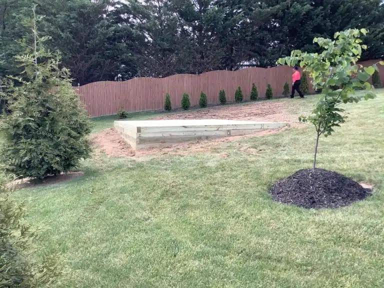 A crushed stone foundation for a shed in Hanover, PA