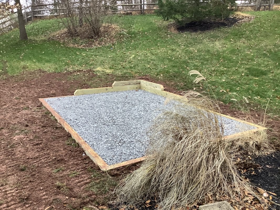 A gravel shed foundation in New Hope, PA