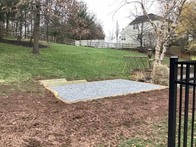 A gravel shed foundation in New Hope, PA