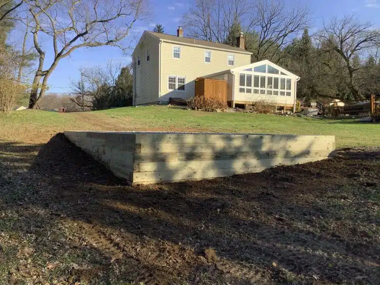 A gravel shed foundation in Landenburg, PA