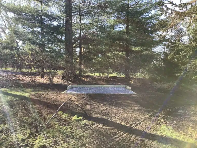 A gravel shed foundation in Northport, NY