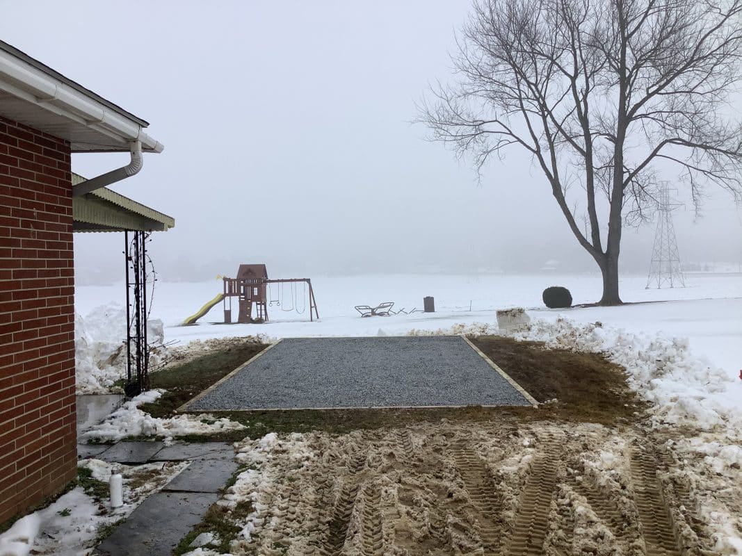 A gravel shed foundation in Lancaster, PA
