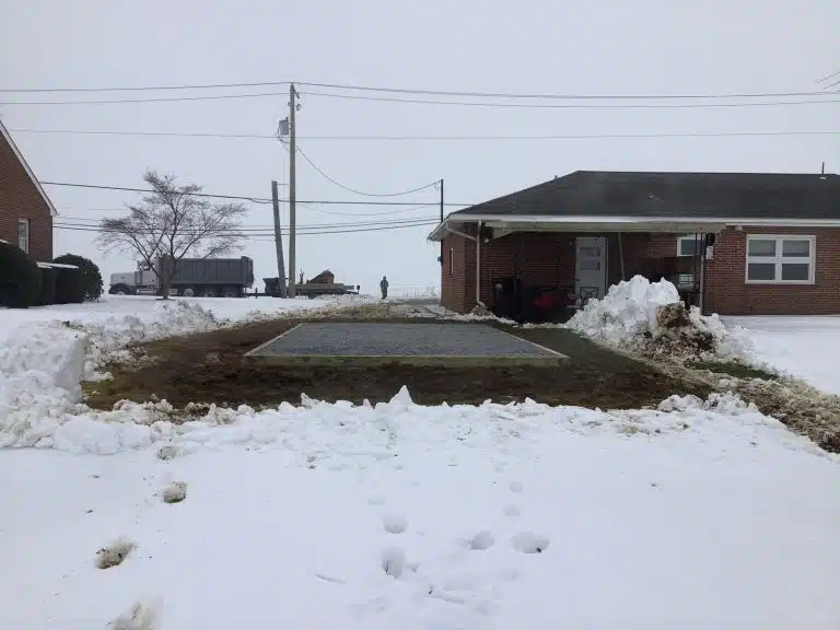 A gravel shed foundation in Lancaster, PA