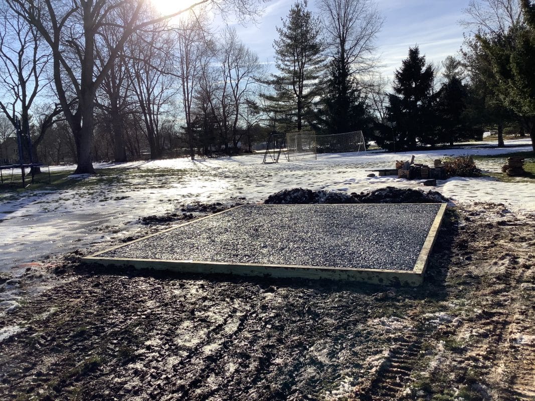 A gravel shed foundation in Bridgewater, NJ