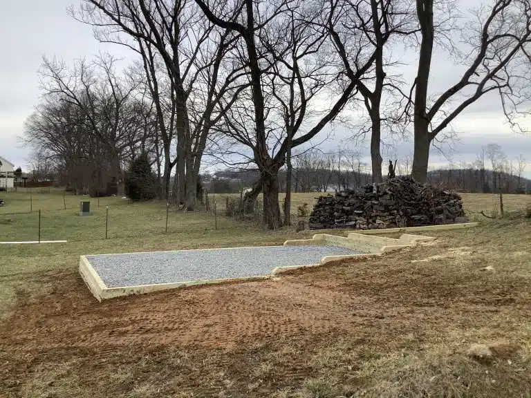 A gravel shed foundation in Hedgesville, WV