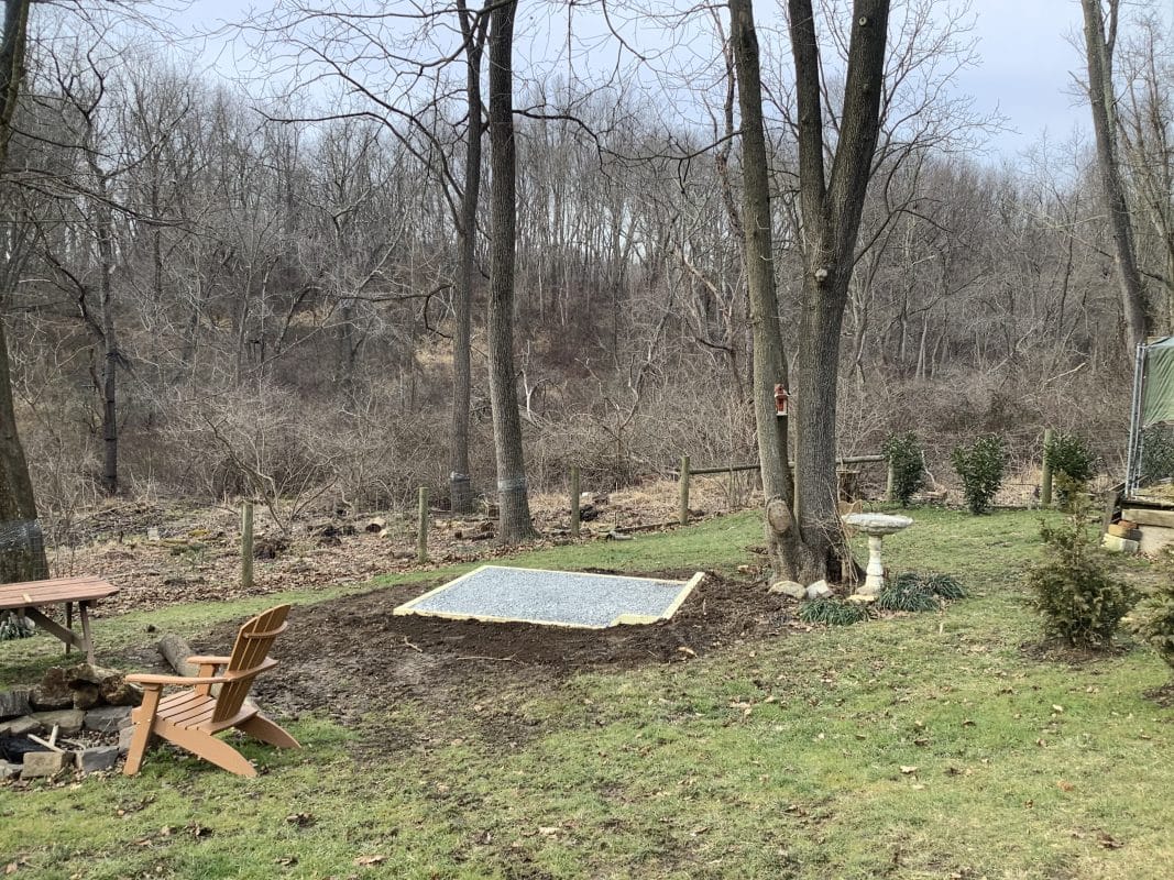 A gravel shed foundation in Coatesville, PA
