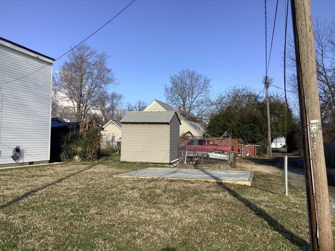 A gravel shed foundation in West Point, VA