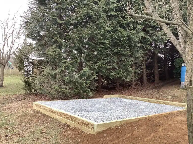 A gravel shed foundation in Westminster, MD