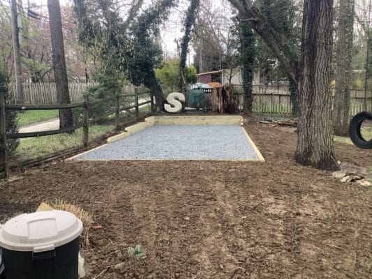 Gravel shed foundation in Baltimore MD