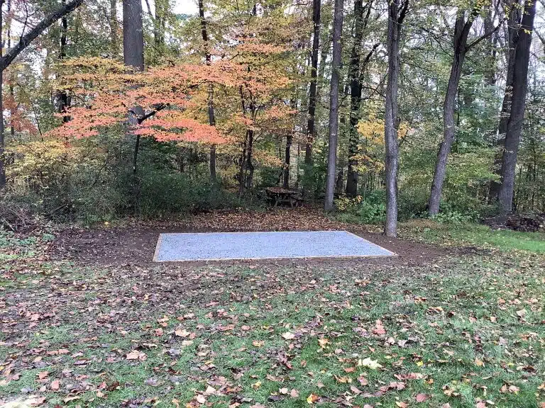 "A gravel shed foundation in Landenberg, PA"