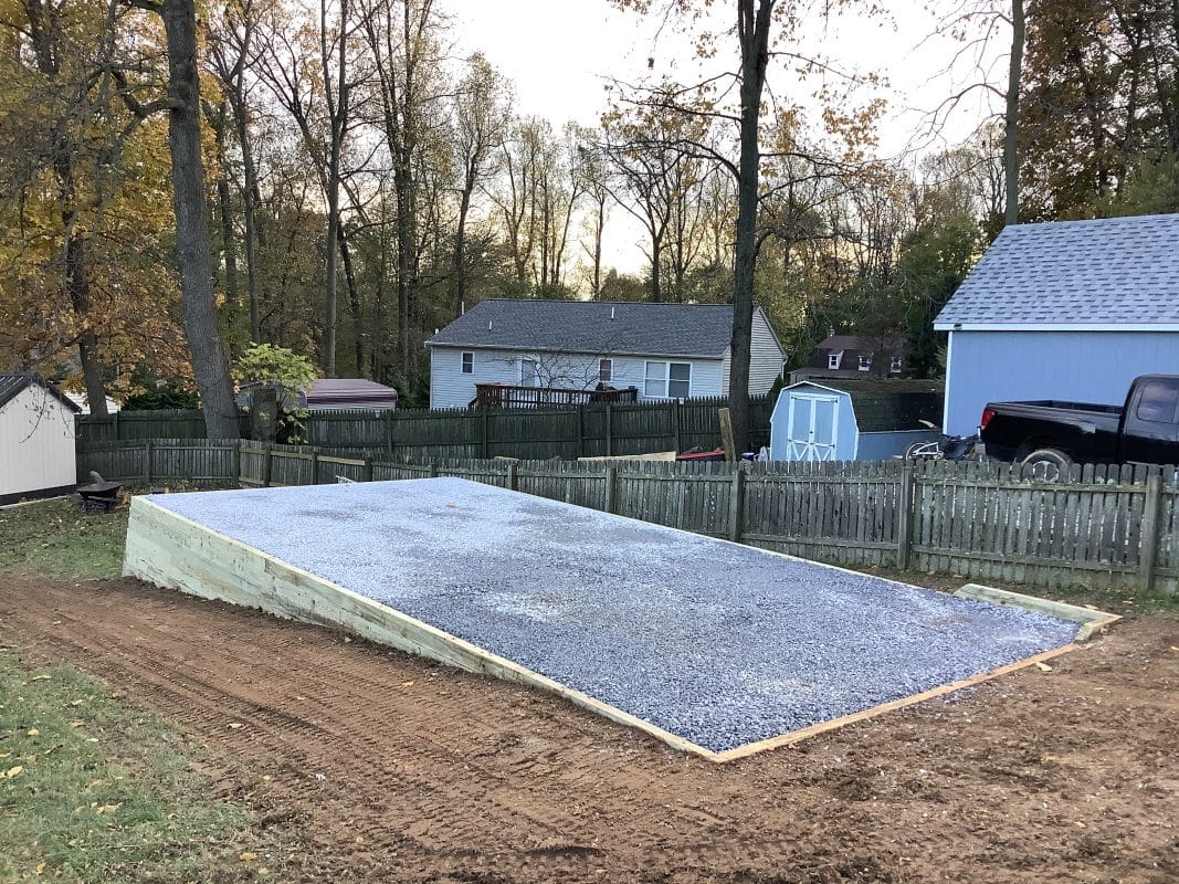 "A gravel shed foundation in Quarryville, PA"