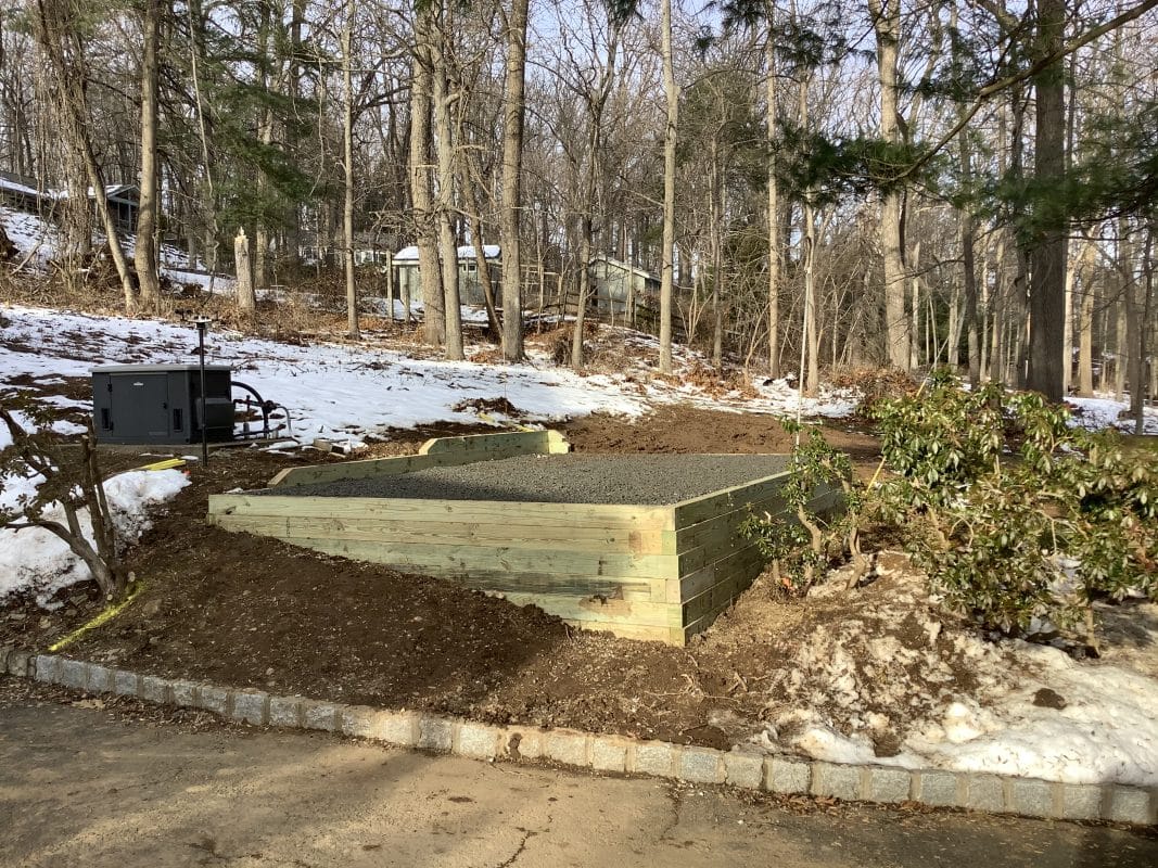 A gravel shed foundation in Basking Ridge, NJ