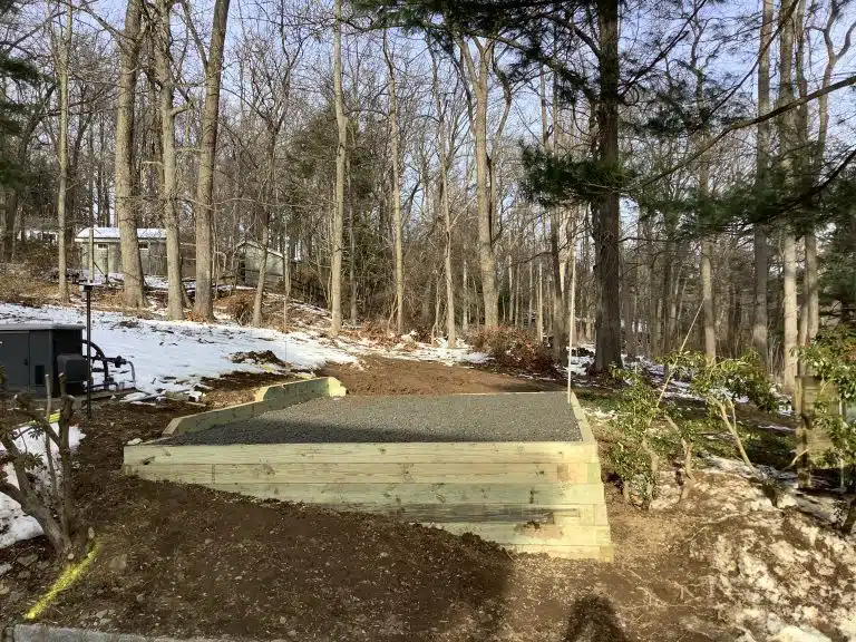 A gravel shed foundation in Basking Ridge, NJ