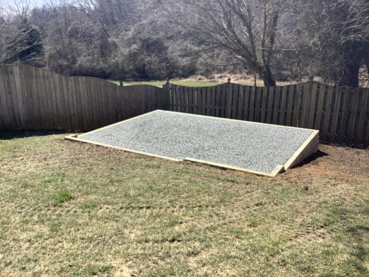 A gravel shed foundation in Manassas VA