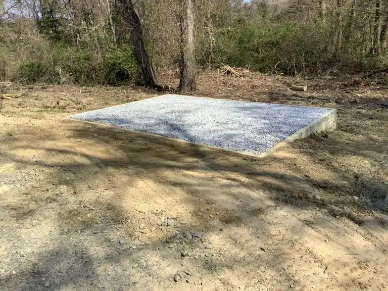 A gravel shed foundation in Havre De Grace MD