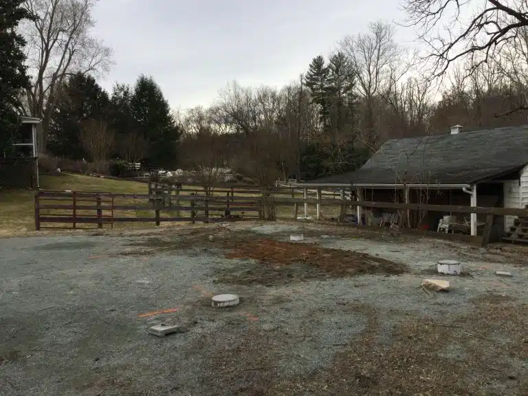 A concrete pier shed foundation in Potomac MD