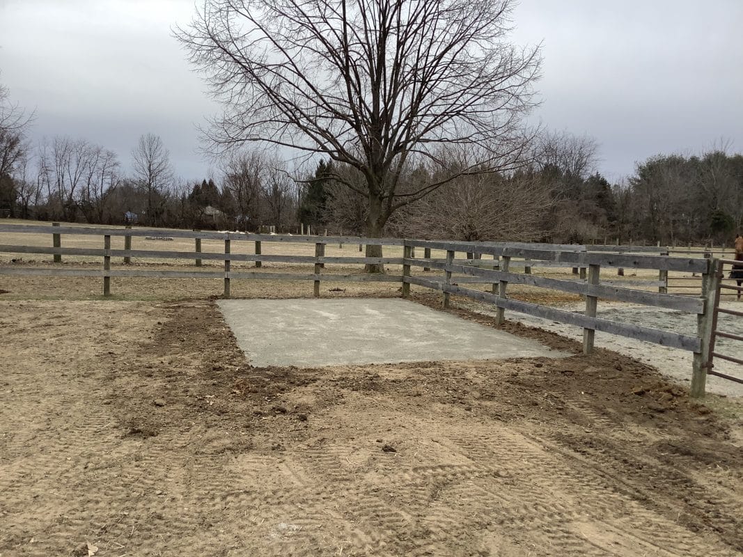 A concrete shed foundation in Millstone Township NJ