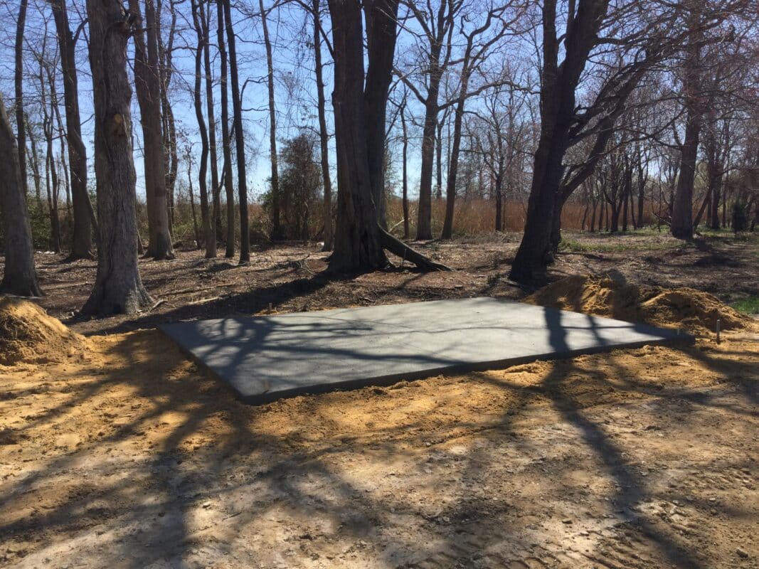 A concrete shed foungation in Magnolia DE