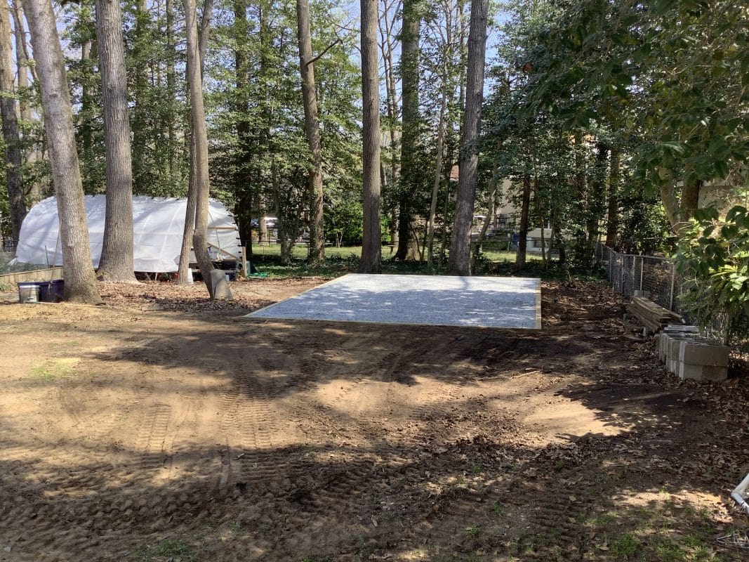 A gravel shed foundation in Annapolis MD