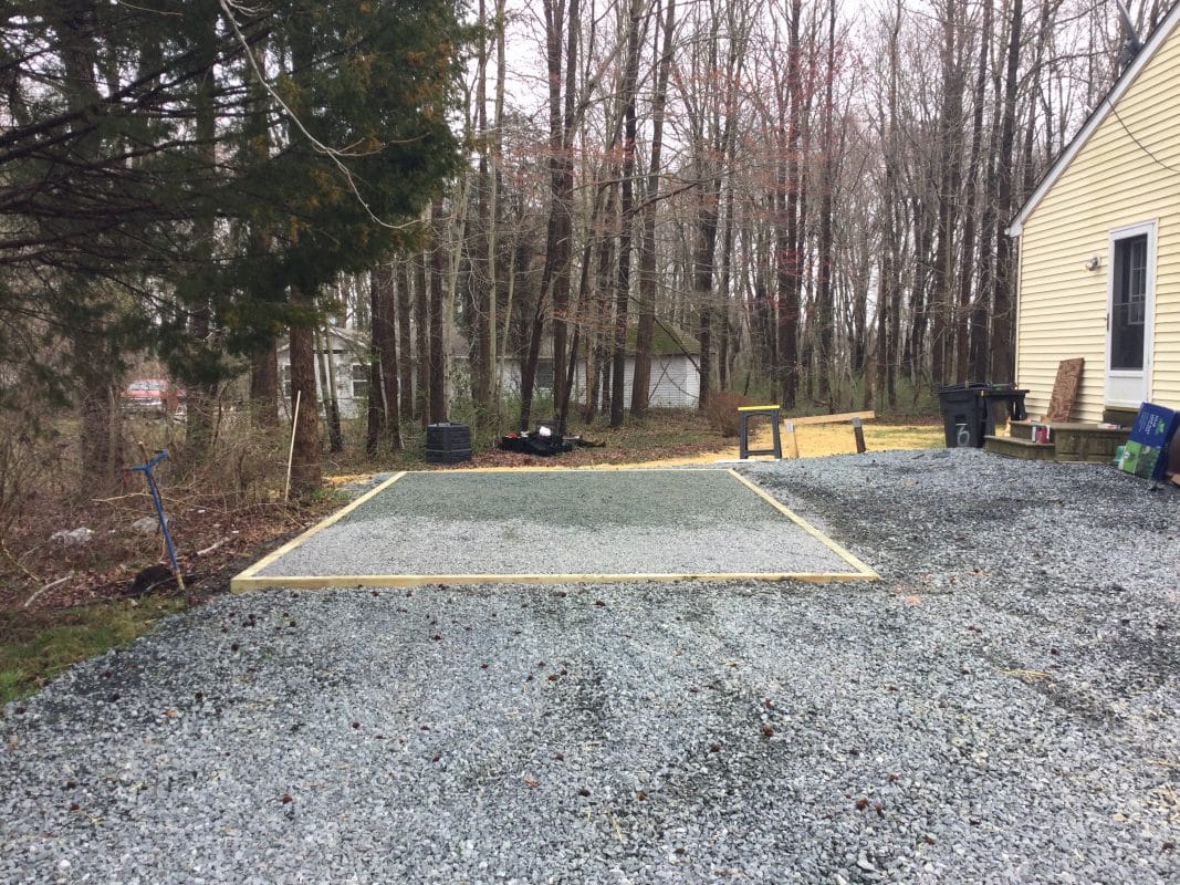 A gravel shed foundation in Chestertown MD