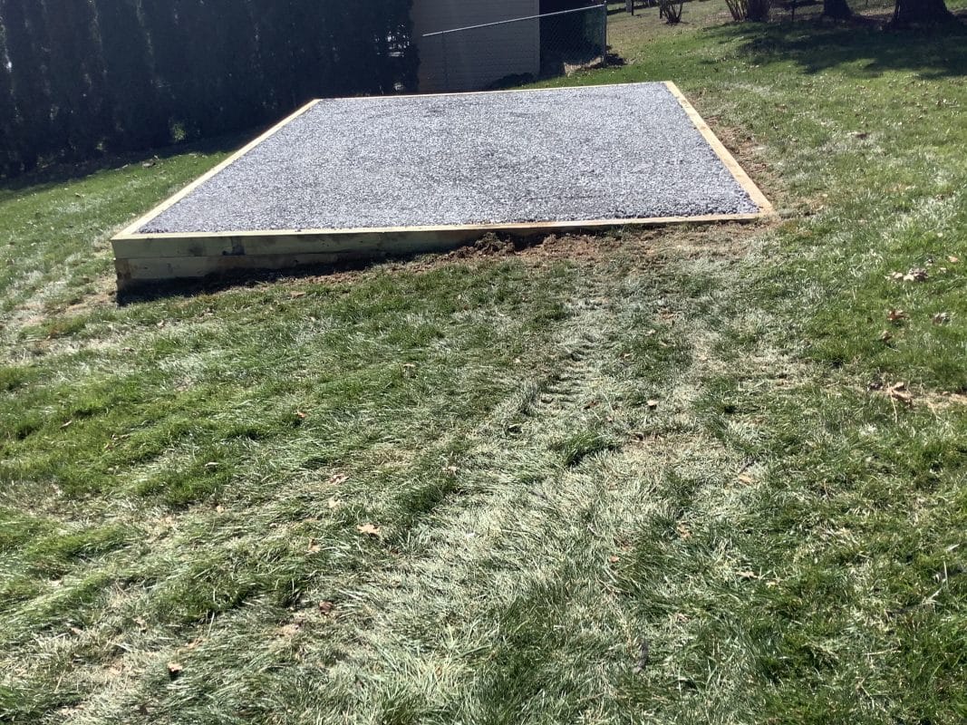 A gravel shed foundation in Dallastown PA