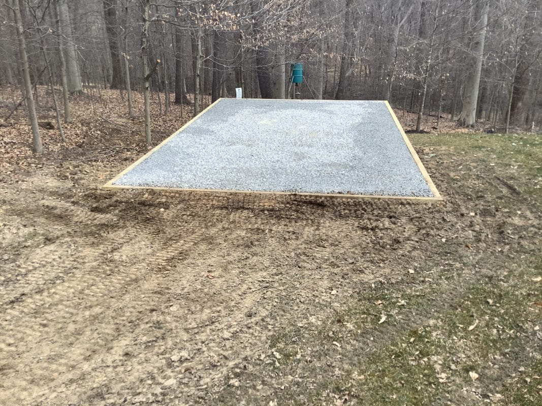 A gravel shed foundation in Fort Washington MD