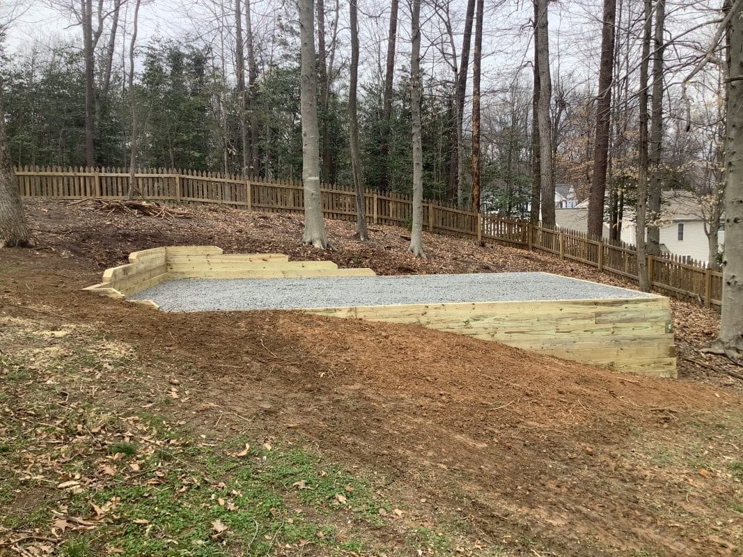 A gravel shed foundation in Fredericksburg VA