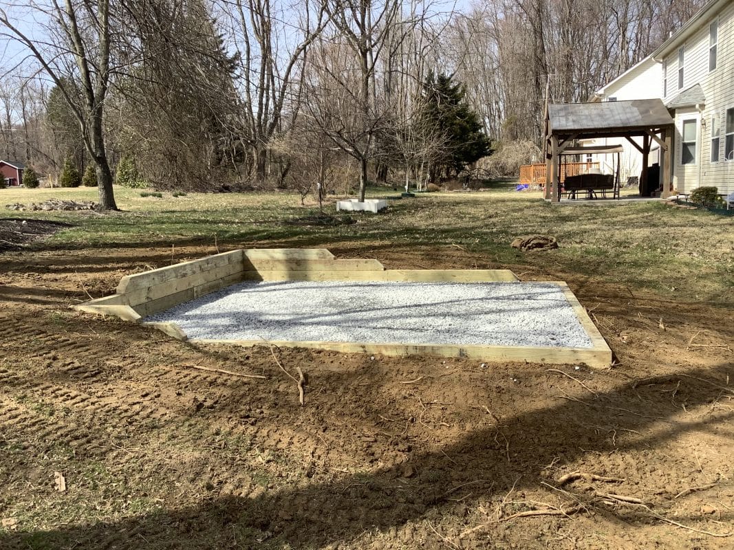 A gravel shed foundation in Garnet Valley PA