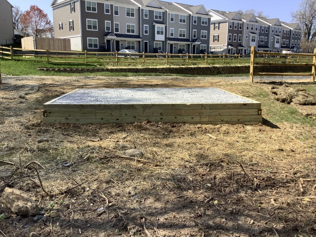 A gravel shed foundation in Havre De Grace MD