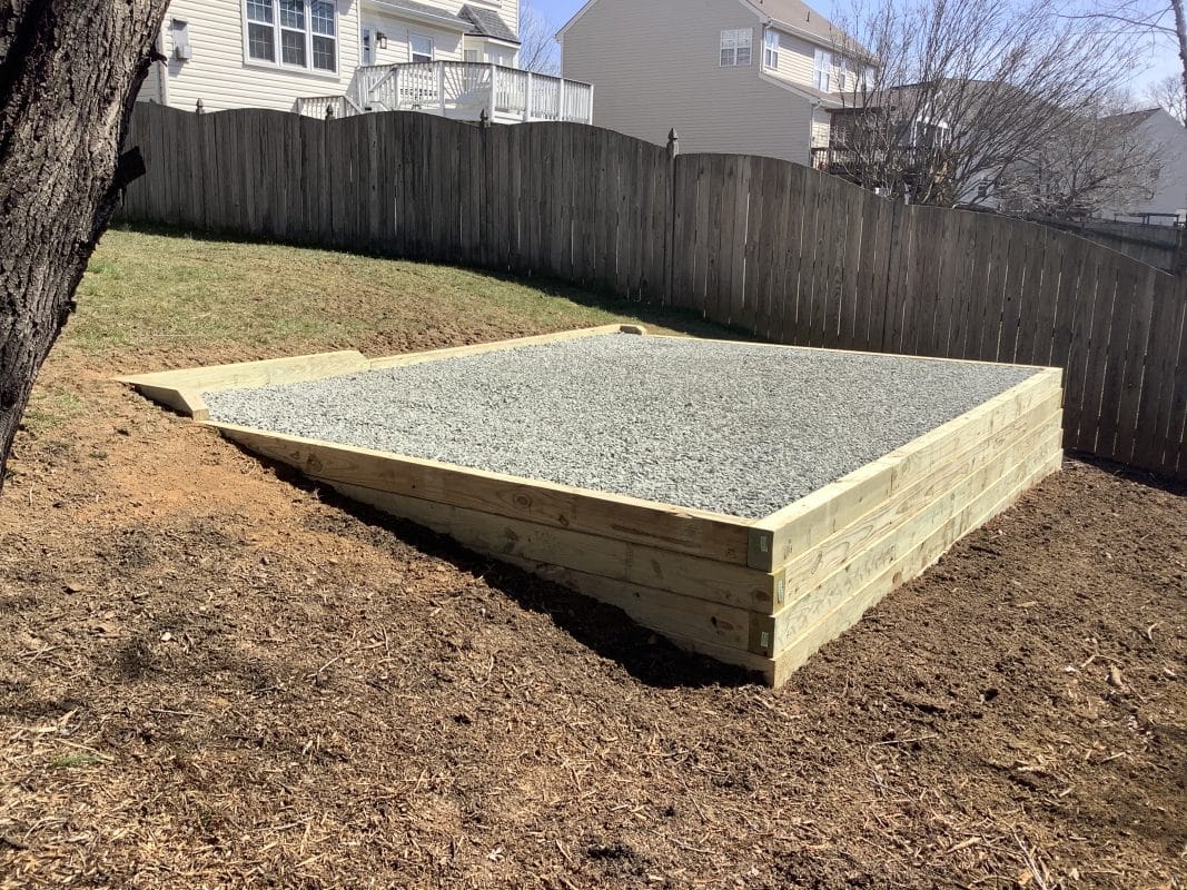 A gravel shed foundation in Manassas VA