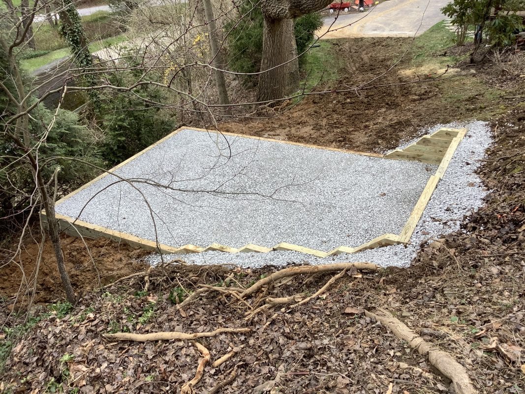 A gravel shed foundation in Media PA