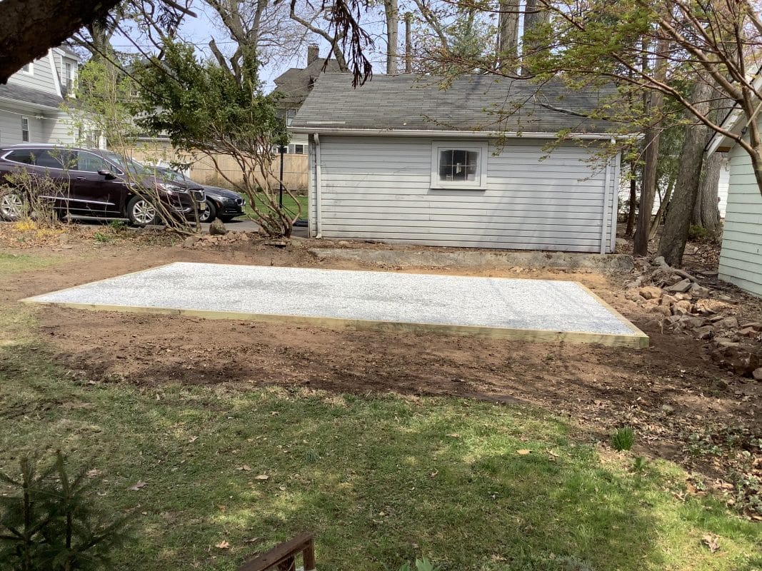 A gravel shed foundation in Montclair, NJ