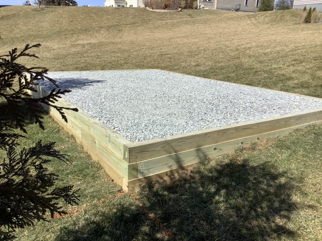 A gravel shed foundation in New London Township PA