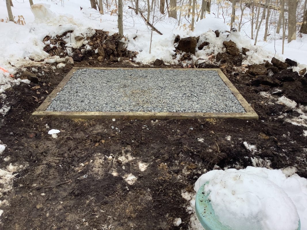 A gravel shed foundation in Greenlane PA